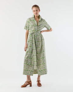 Short Sleeved Classic Shirtwaist Maxi Dress