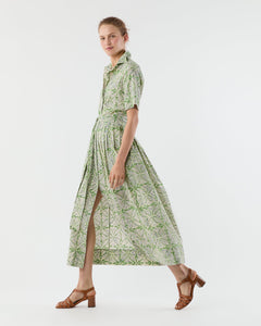 Short Sleeved Classic Shirtwaist Maxi Dress