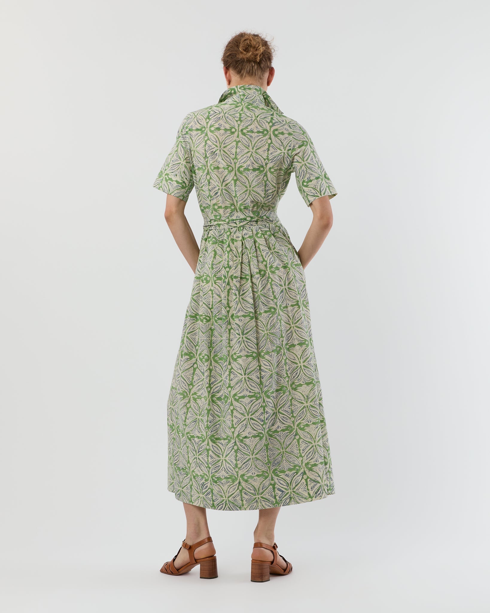 Short Sleeved Classic Shirtwaist Maxi Dress