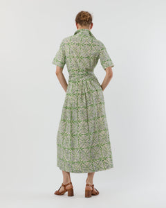 Short Sleeved Classic Shirtwaist Maxi Dress