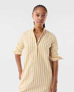 Mandarin Talitha Shirtdress - Gold/Ivory Balanced Stripe Poplin