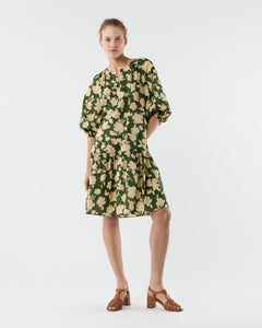 Allegra Dress - Green/Natural Shadow Floral Seersucker