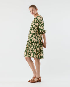 Allegra Dress - Green/Natural Shadow Floral Seersucker
