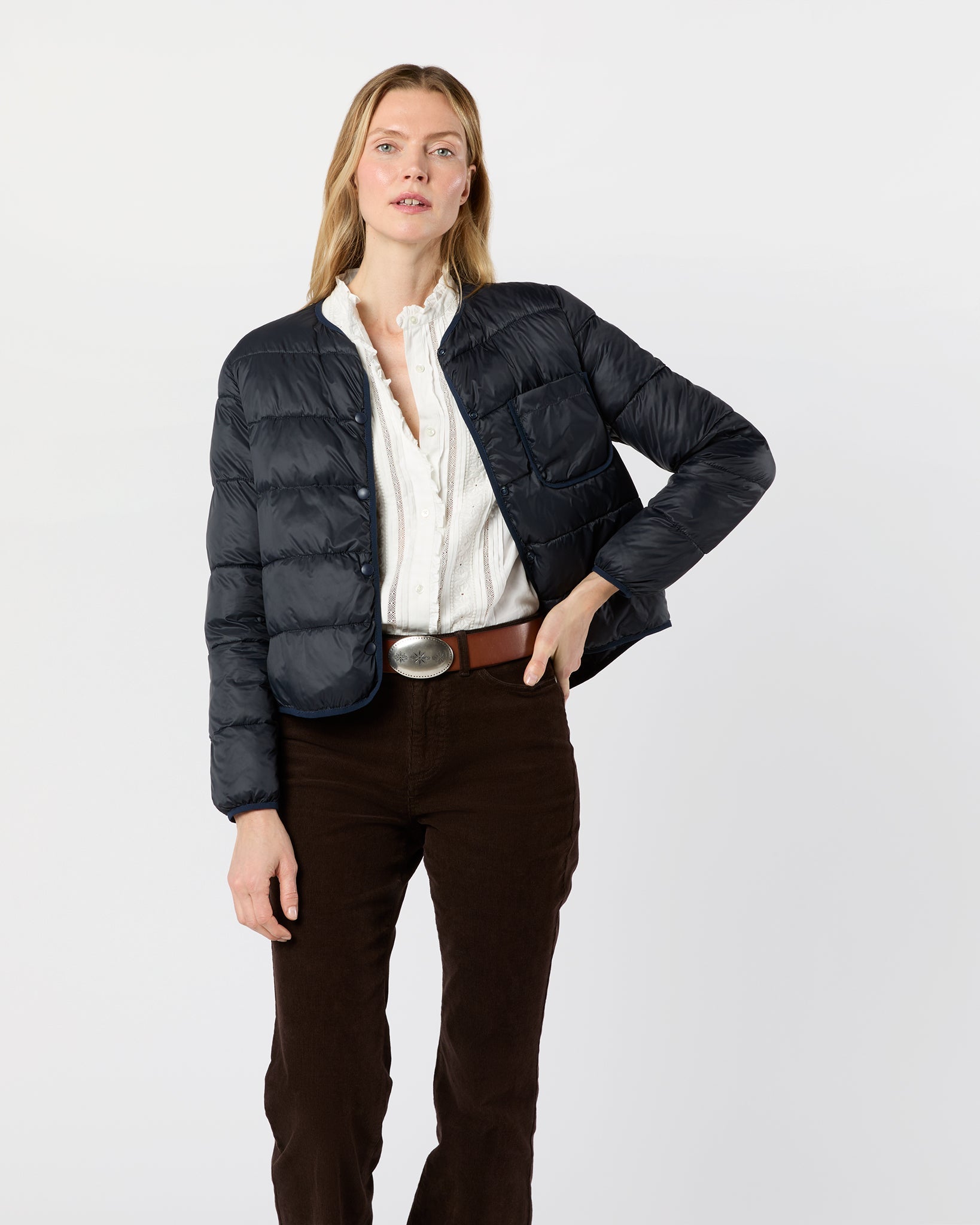 Minnie Puffer Jacket - Navy Nylon