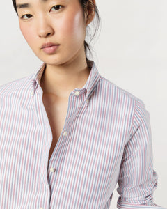 Schoolgirl Shirt - Blue/Red Multi Stripe Oxford