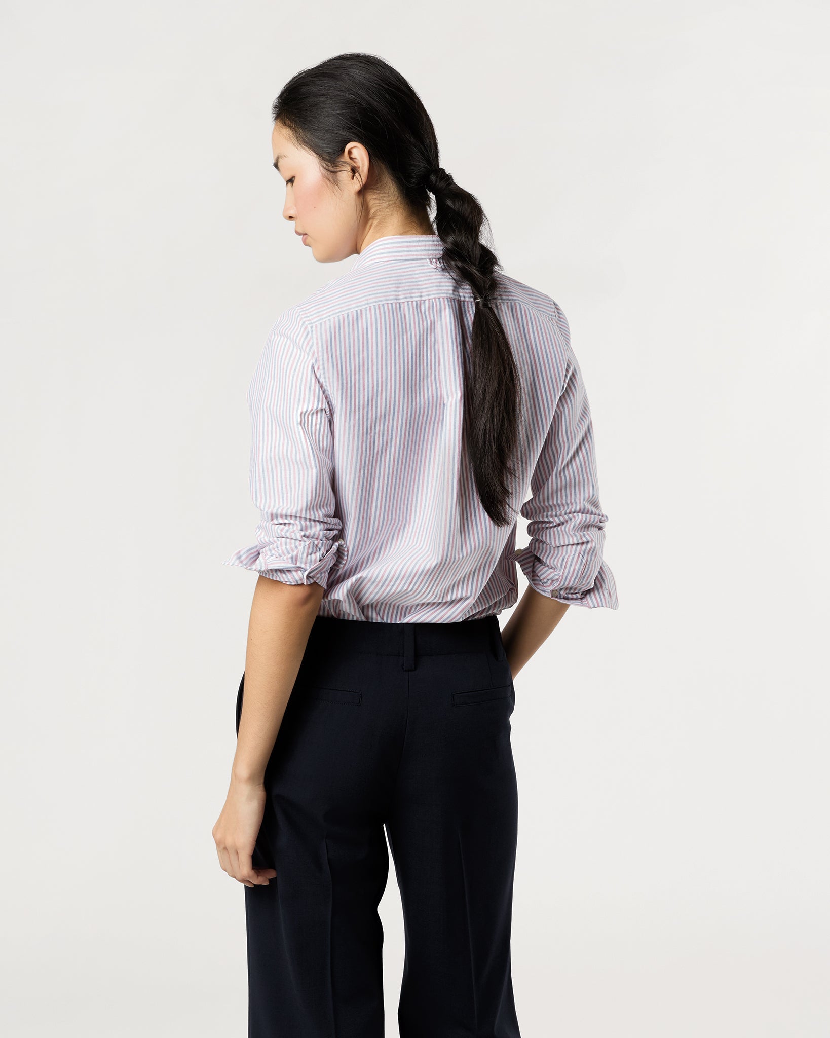 Schoolgirl Shirt - Blue/Red Multi Stripe Oxford