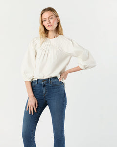 Thea Pintuck Top - Off-White Paperweight Stretch Poplin