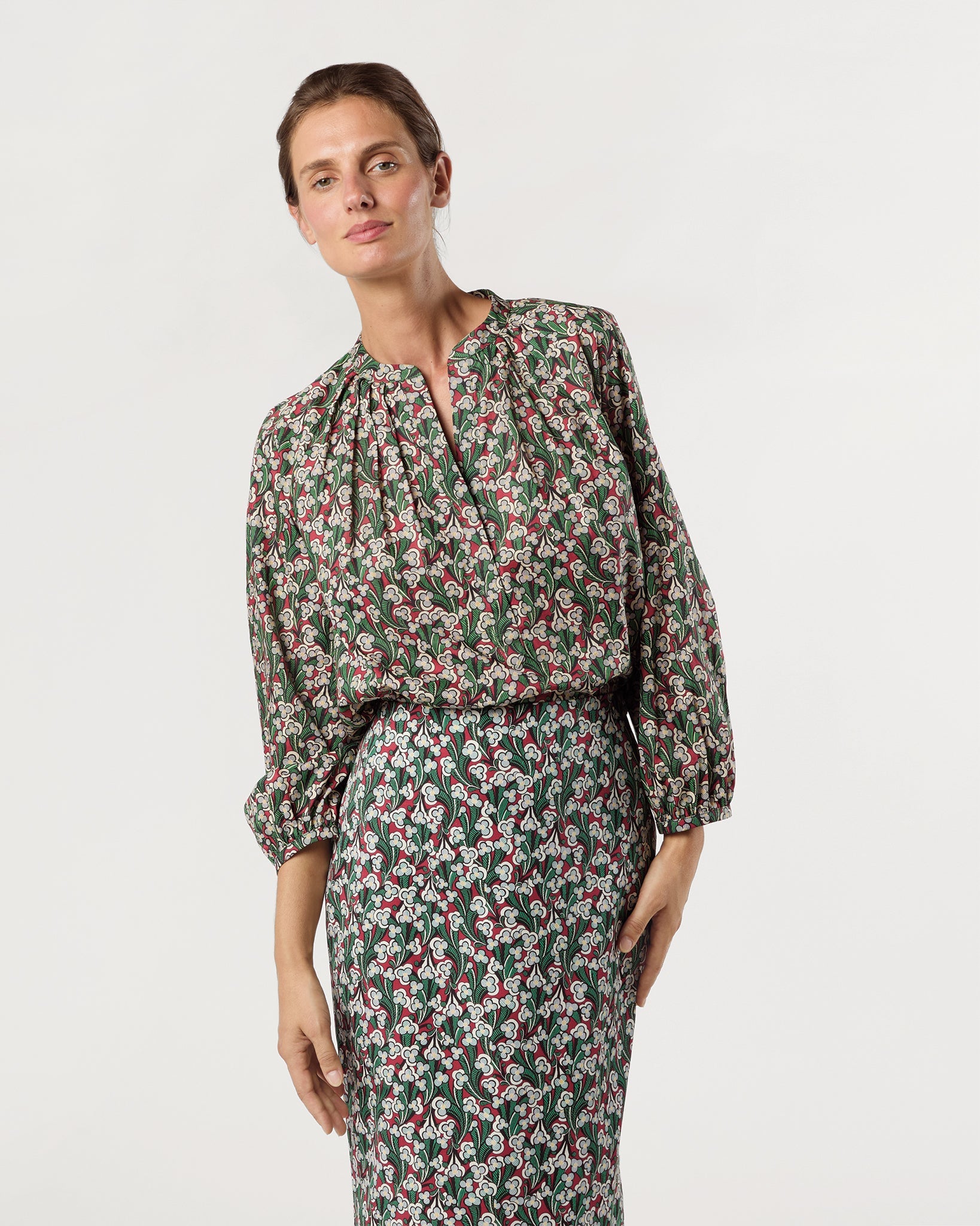 Sienna Top - Crimson/Multi Laith Liberty Fabric