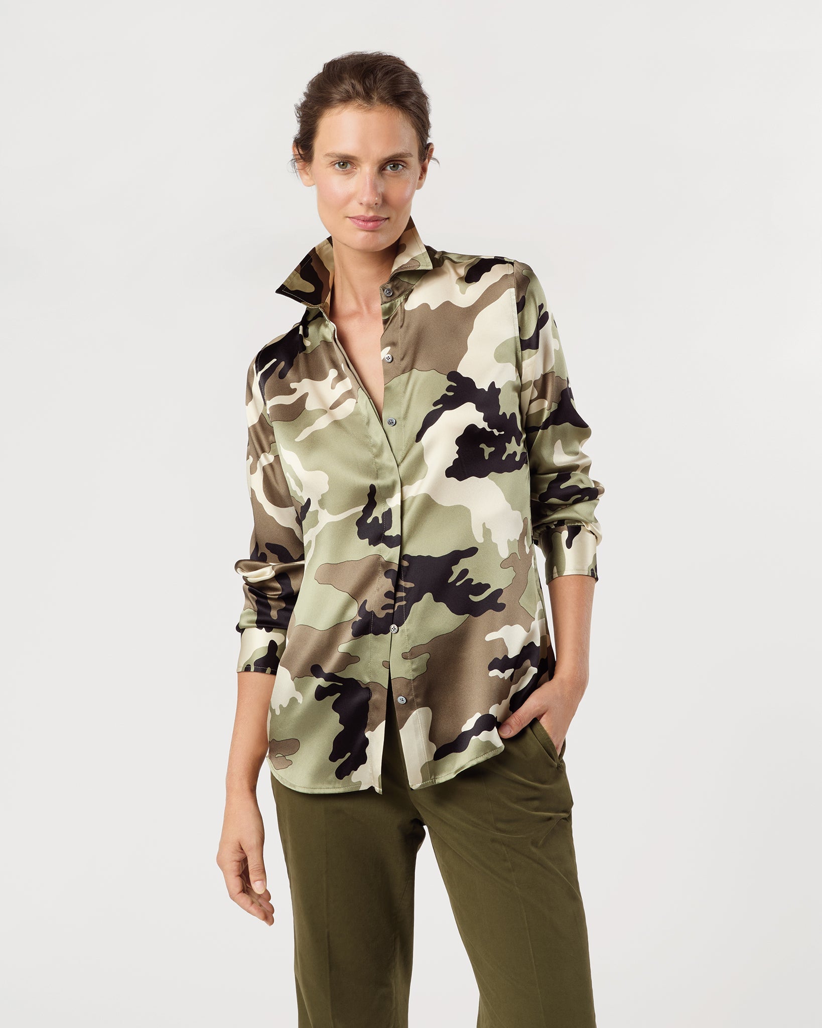 Classic Blouse - Camo Silk Charmeuse