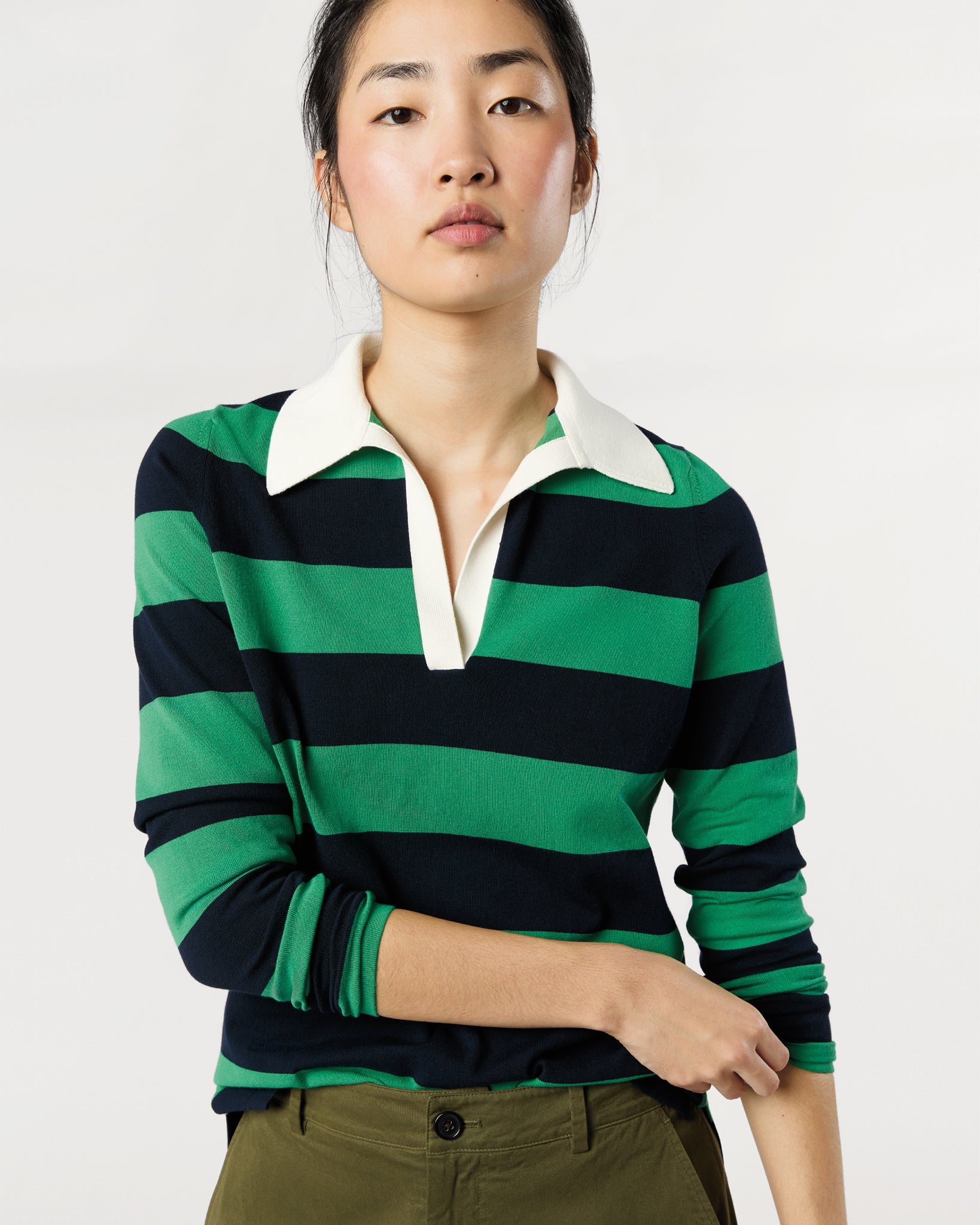 Georgina Rugby Sweater - Kelly Green Ice Cotton