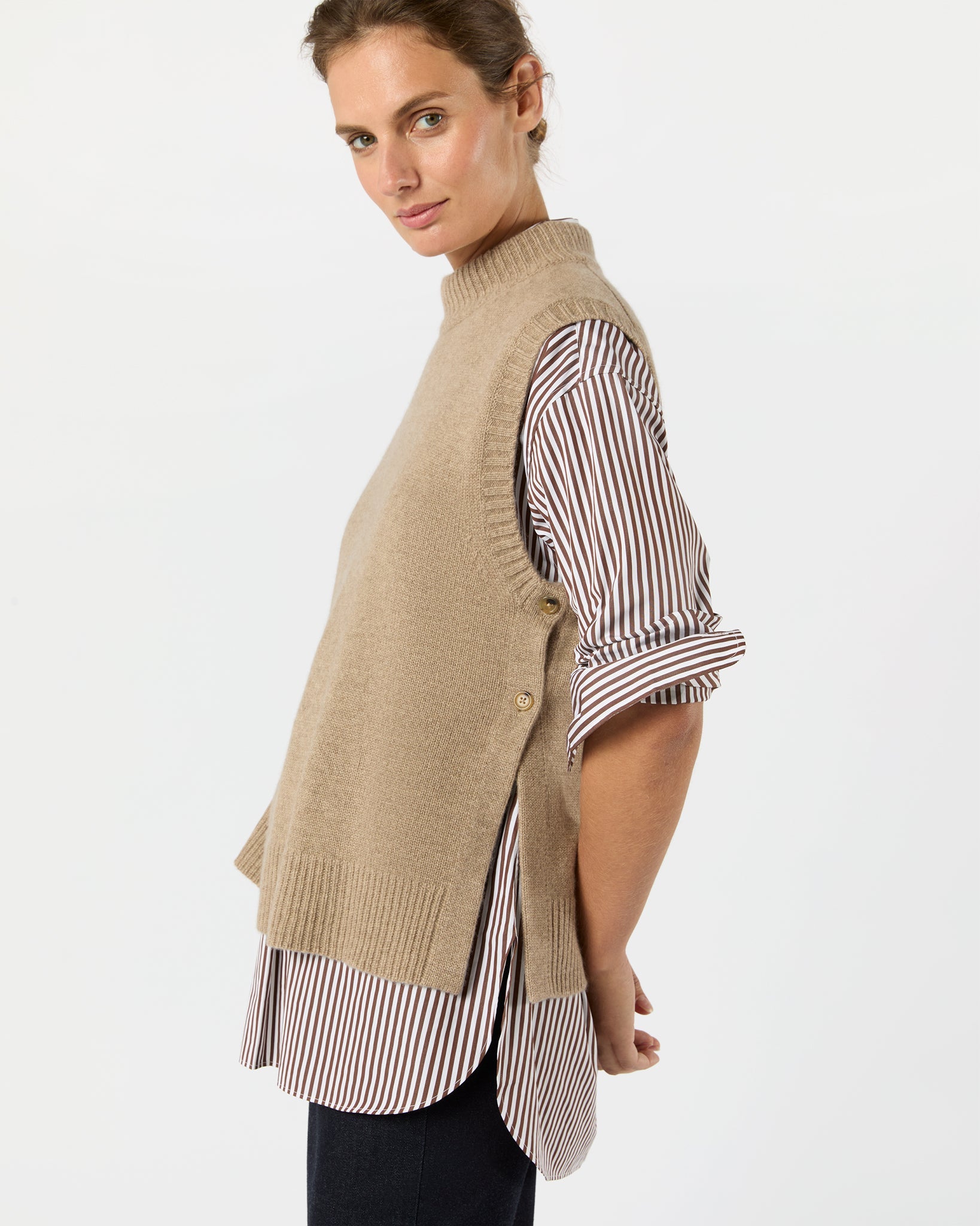 Marion Sweater - Heather Mink Cashmere