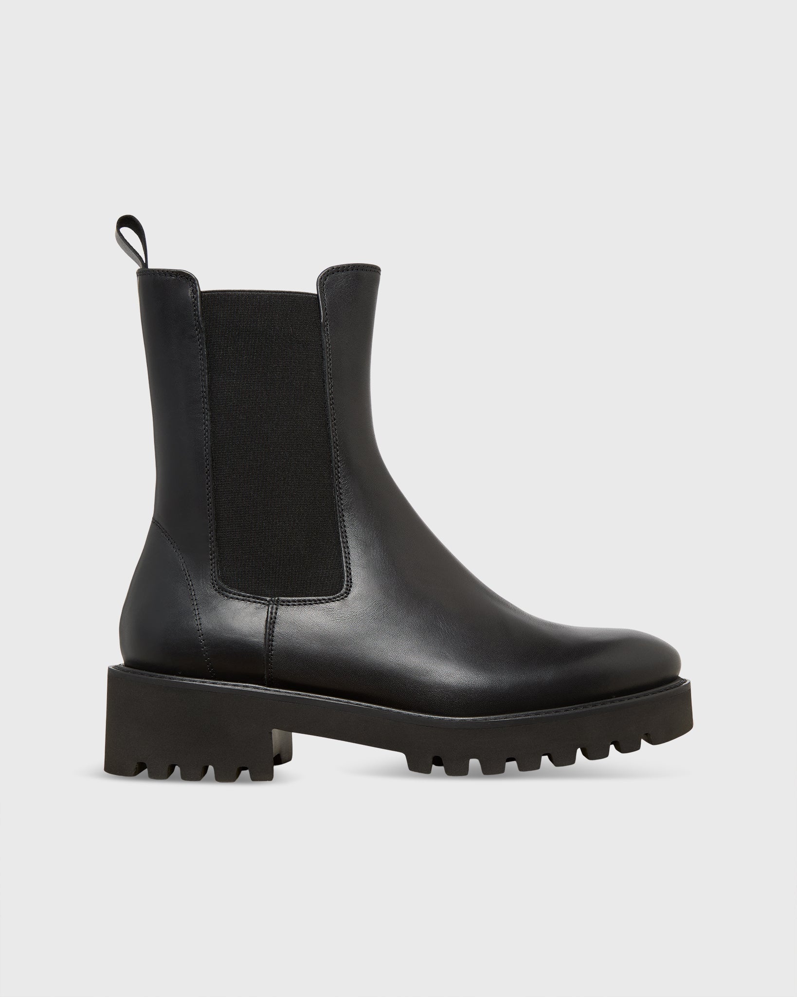 Tall Lug Sole Chelsea Boot - Black Leather