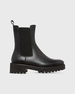Tall Lug Sole Chelsea Boot - Black Leather