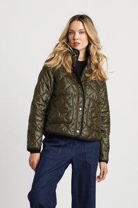 Shelby Short Hooded Quilted Jacket - Army Green