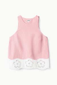 Mika Linen Top - Faded Blush White