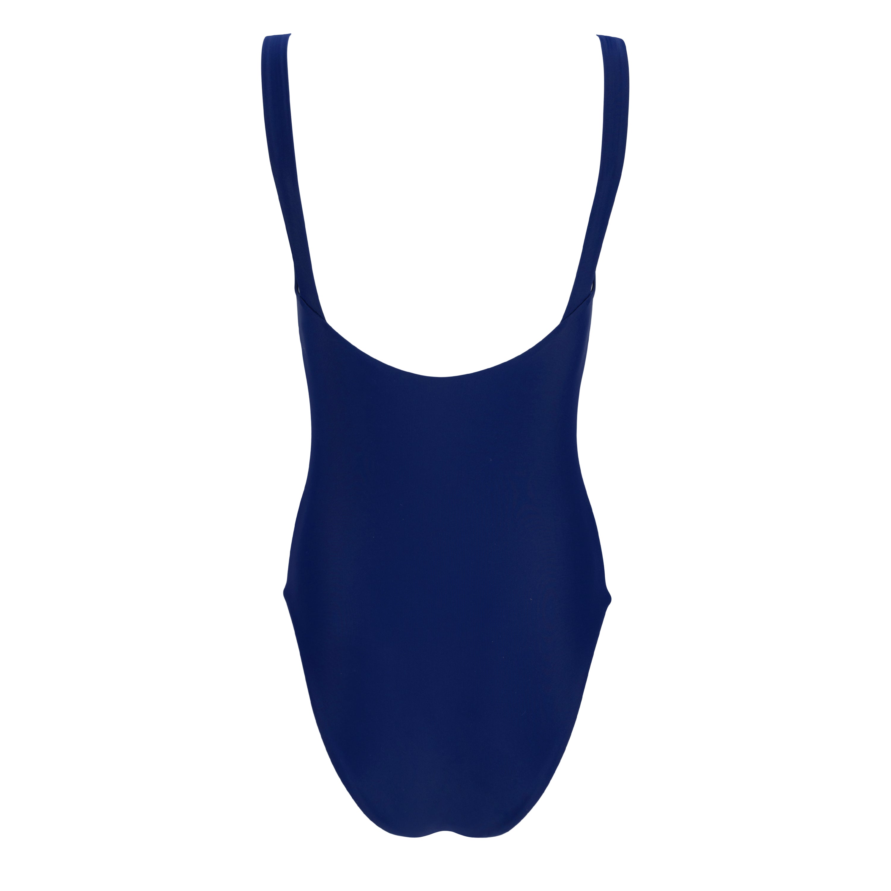 women's navy low back simple one piece