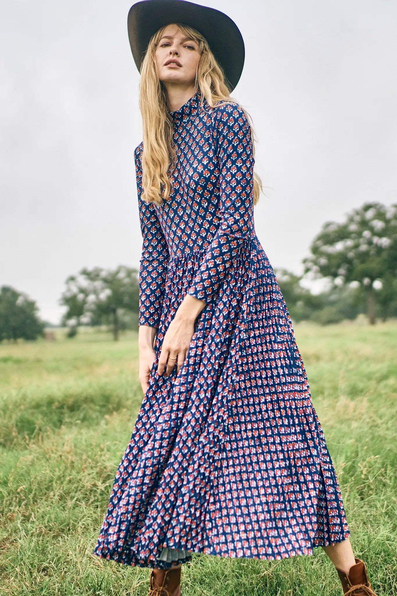 Sabine Dress - Autumn Fleur Navy