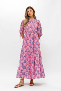 Cinched Pintuck Maxi - Sconset Pink