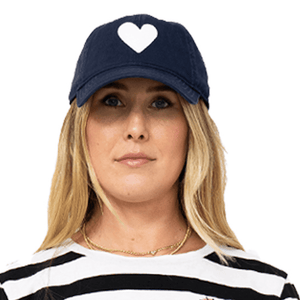 Baseball Hat Heart Patch - Indigo/White