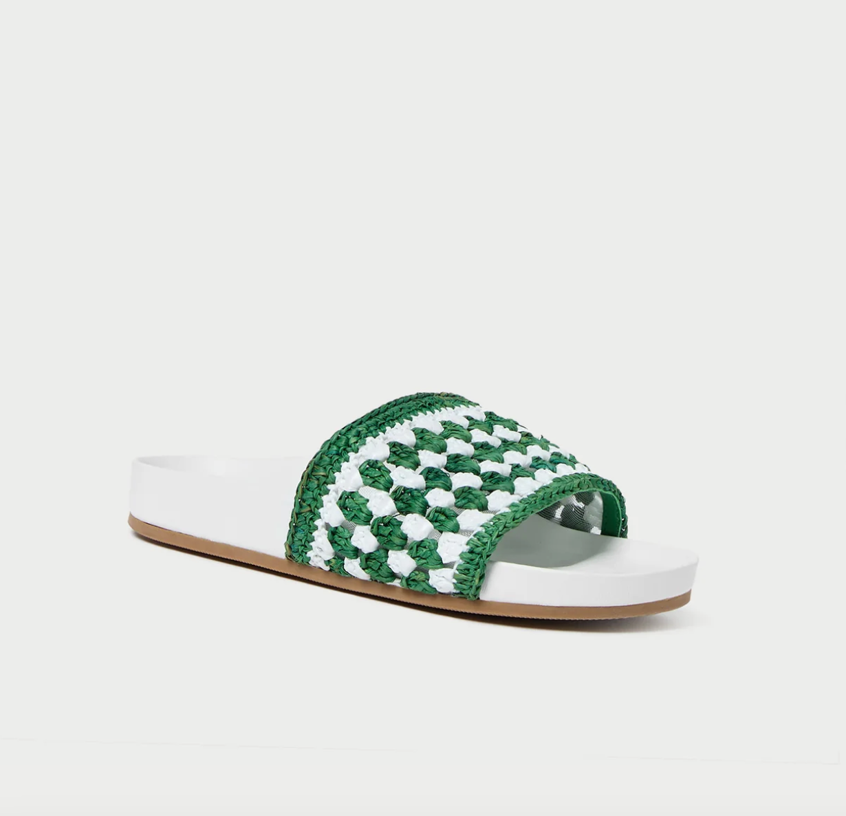 Henri Green/White Crochet Raffia Sandal