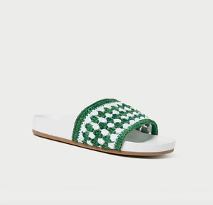 Henri Green/White Crochet Raffia Sandal