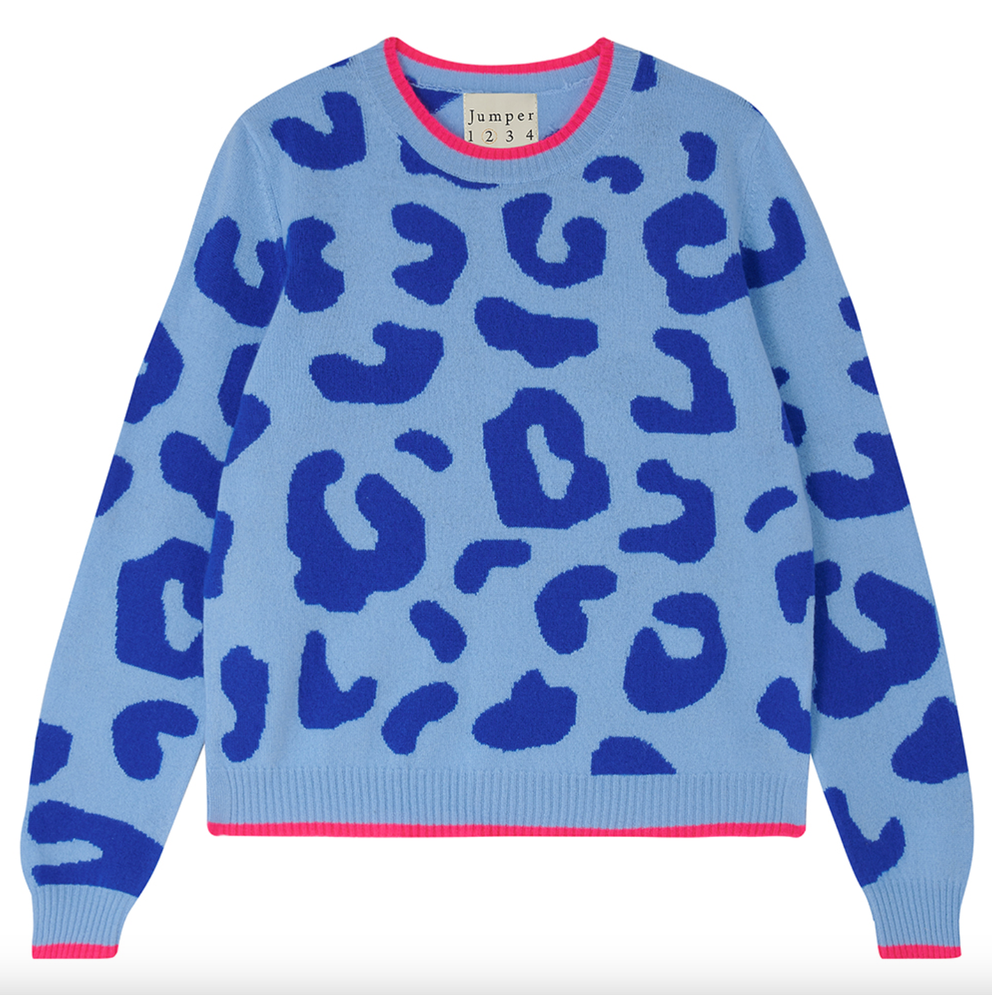 Tipped Leopard Crew - Blue/Pink