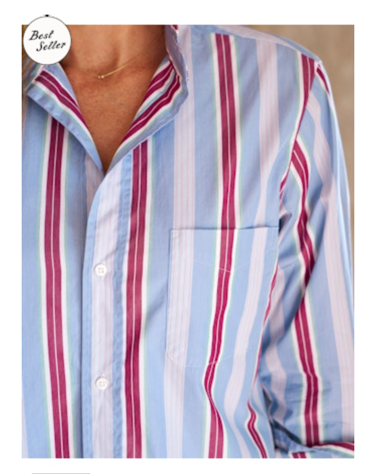 Eileen Relaxed Button Up - Maroon/Blue Stripe