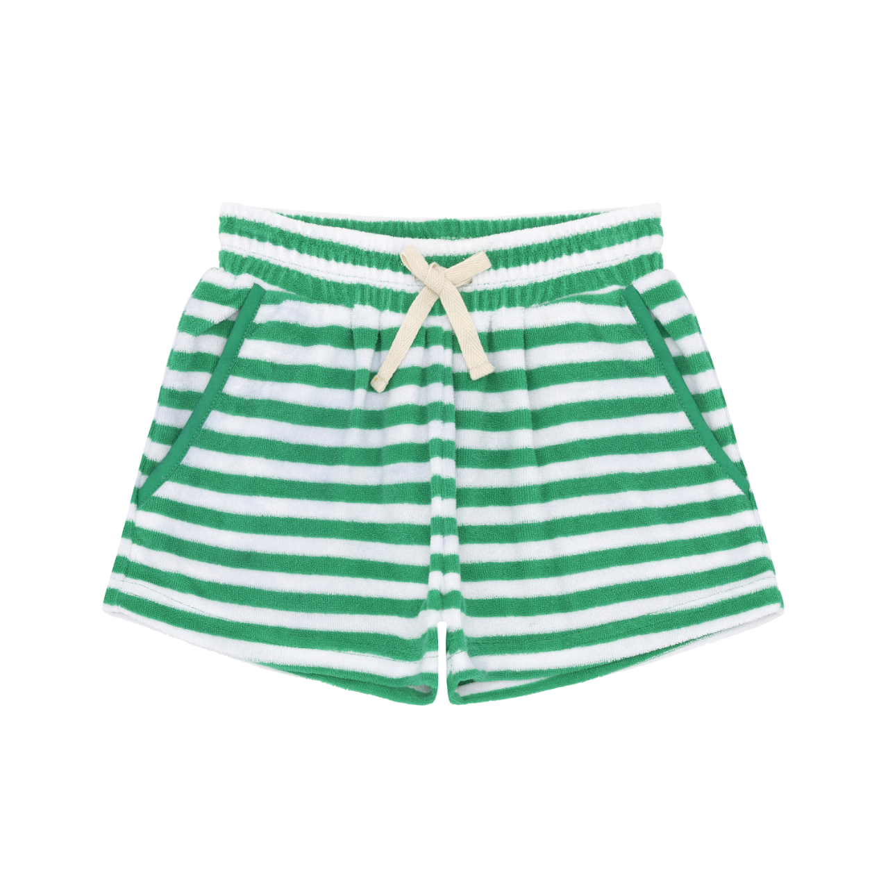 Boys Bermuda Green Stripe French Terry Short