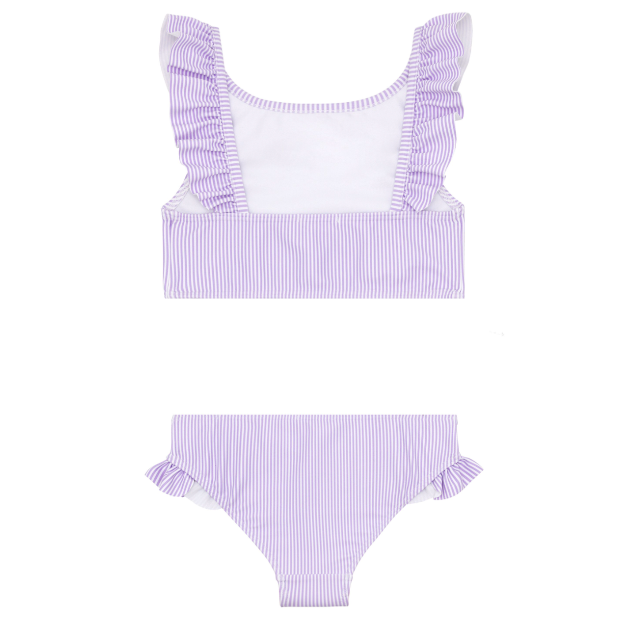 Girls Lavender Stripe Ruffle Neck Bikini