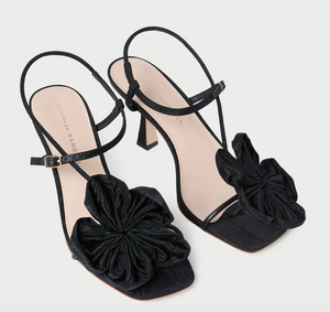 Frank Black Moiré Flower Sandal