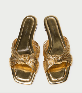 Flossie Champagne Leather Flat Sandal