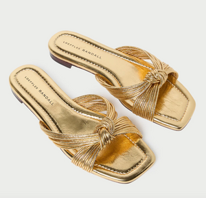 Flossie Champagne Leather Flat Sandal