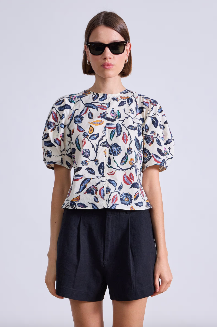 Lino Top - Garden Floral Cream