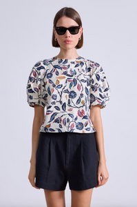 Lino Top - Garden Floral Cream