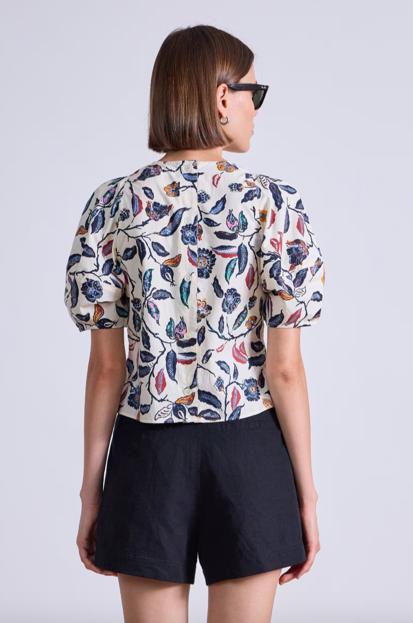 Lino Top - Garden Floral Cream