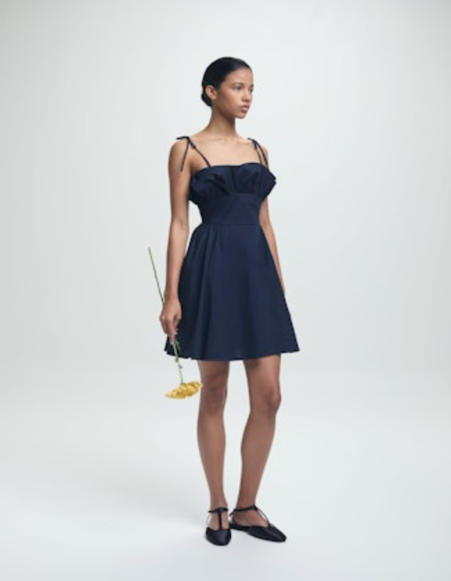 Mia Dress - Navy Poplin