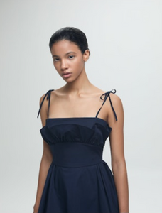 Mia Dress - Navy Poplin