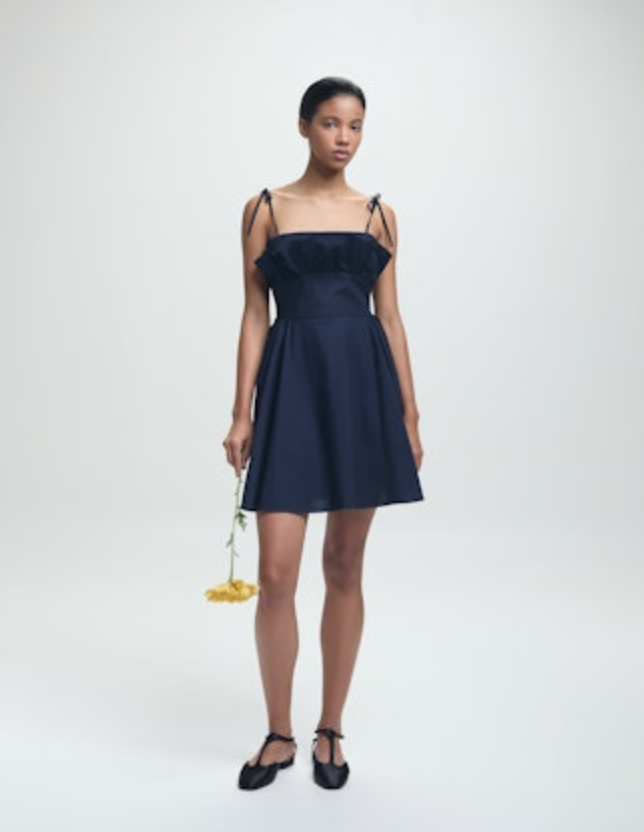 Mia Dress - Navy Poplin