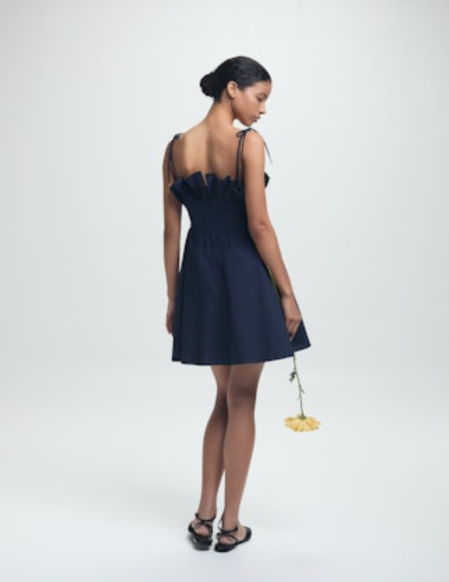 Mia Dress - Navy Poplin