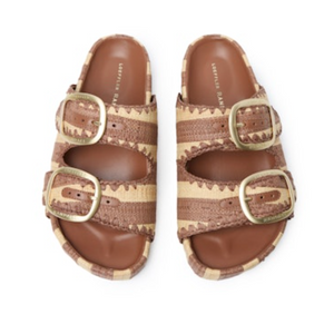Theo Two Band Sandal - Brown/Natural Stripe