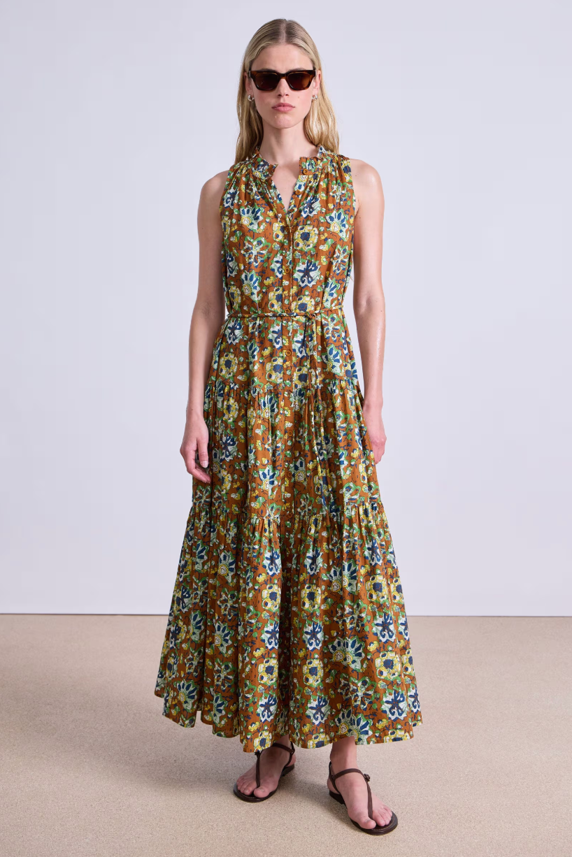 Trinidad Tank Dress - Batik Floral Bronze