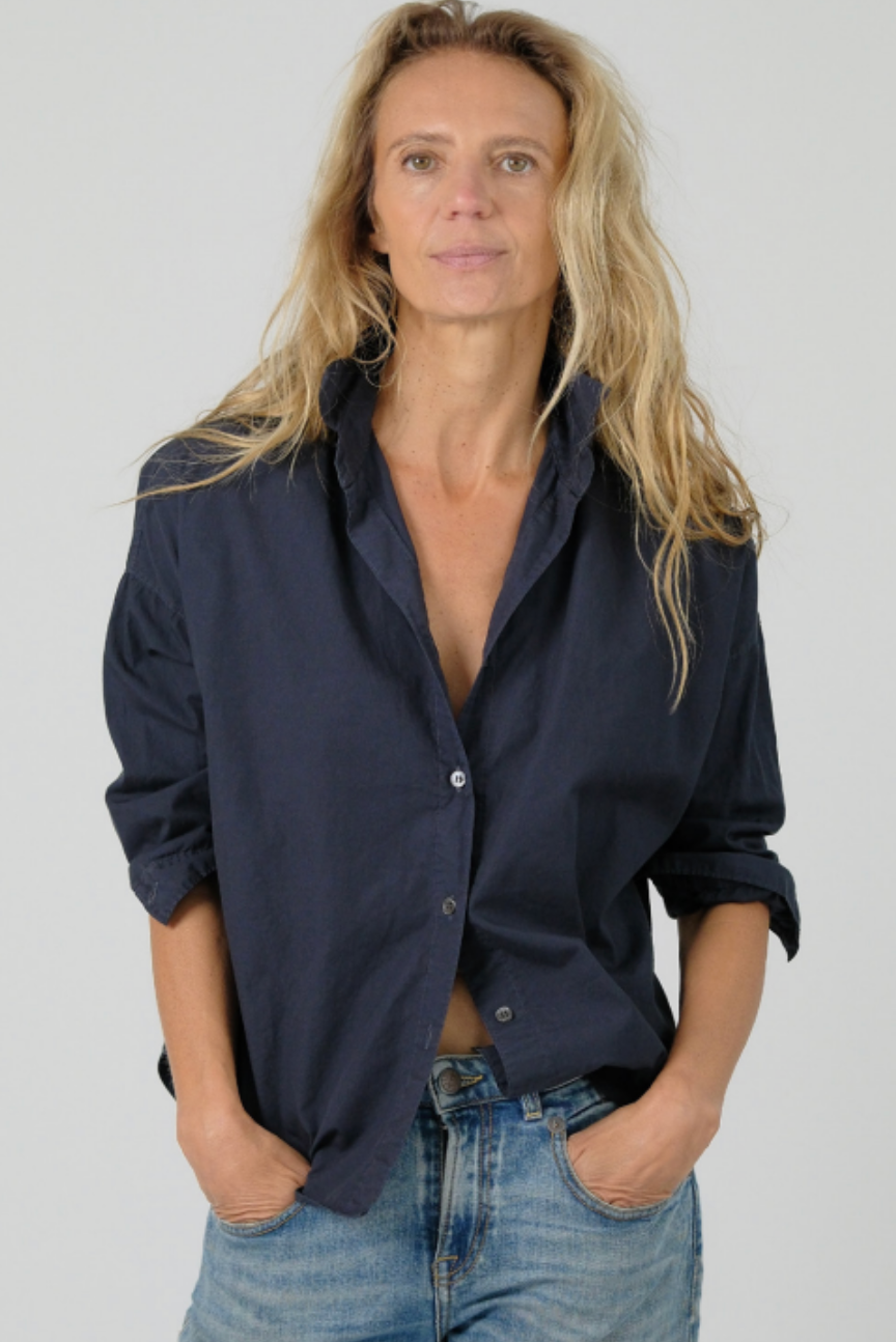 Zoe Poplin Shirt - Navy
