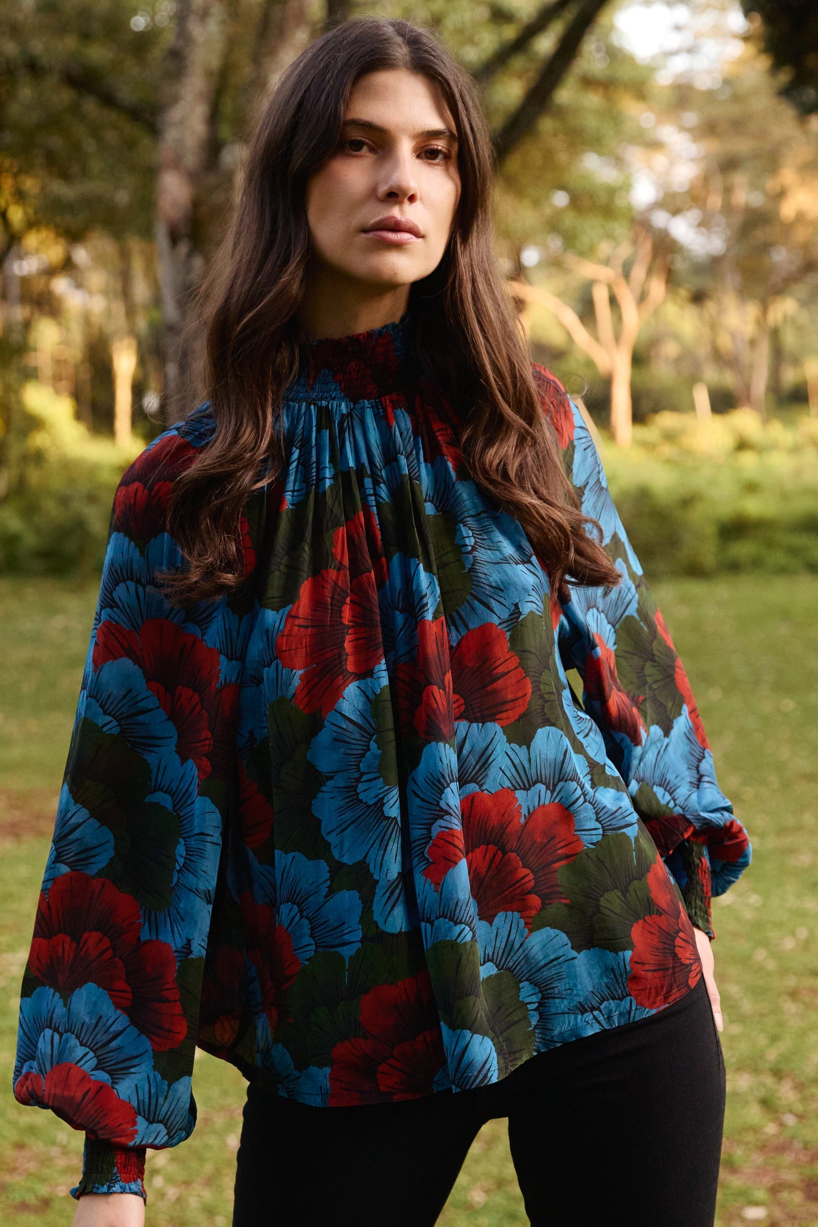 High Neck Blouse - Madrid Blue