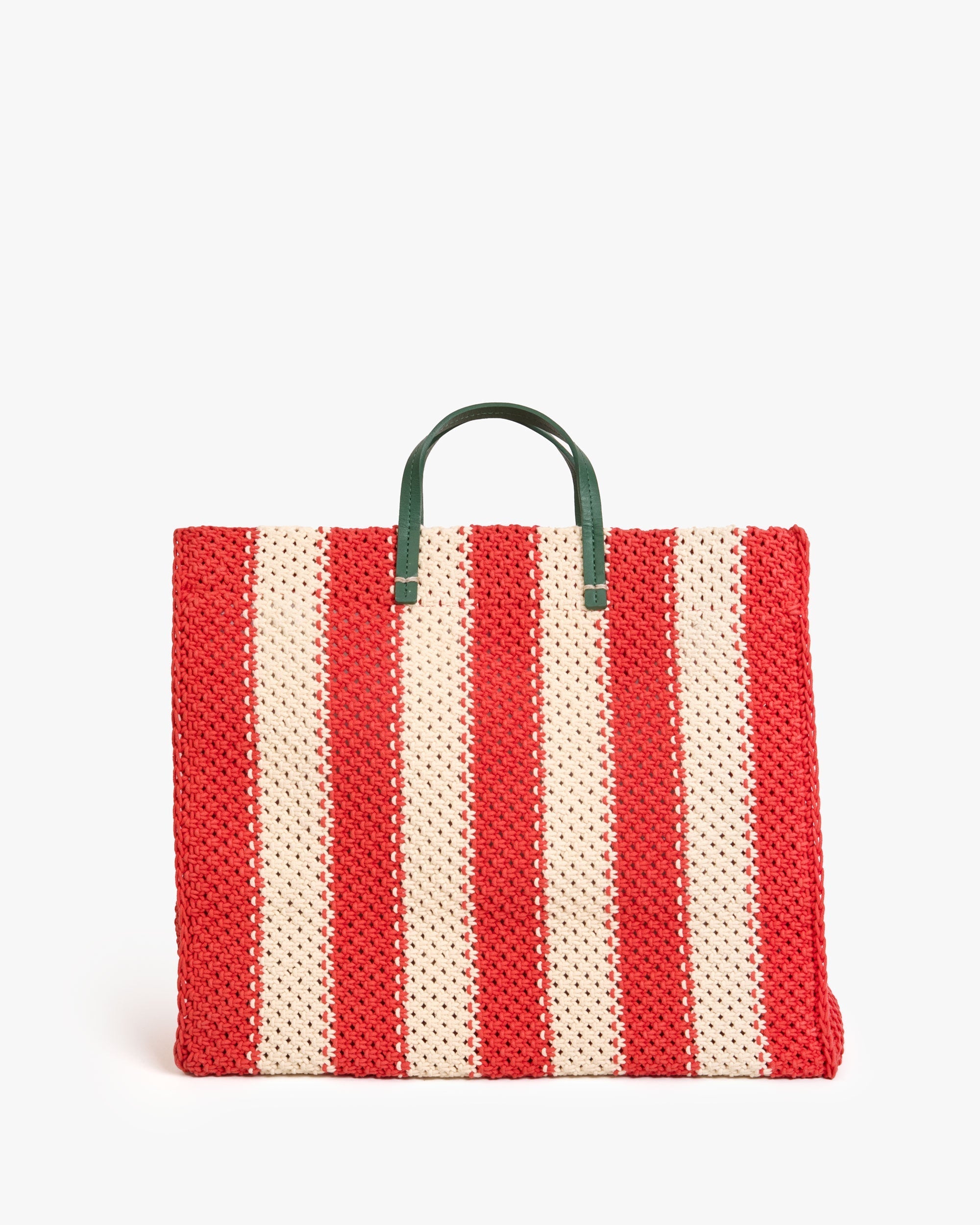 Summer Simple Tote - Cream & Bright Poppy Crochet Stripe