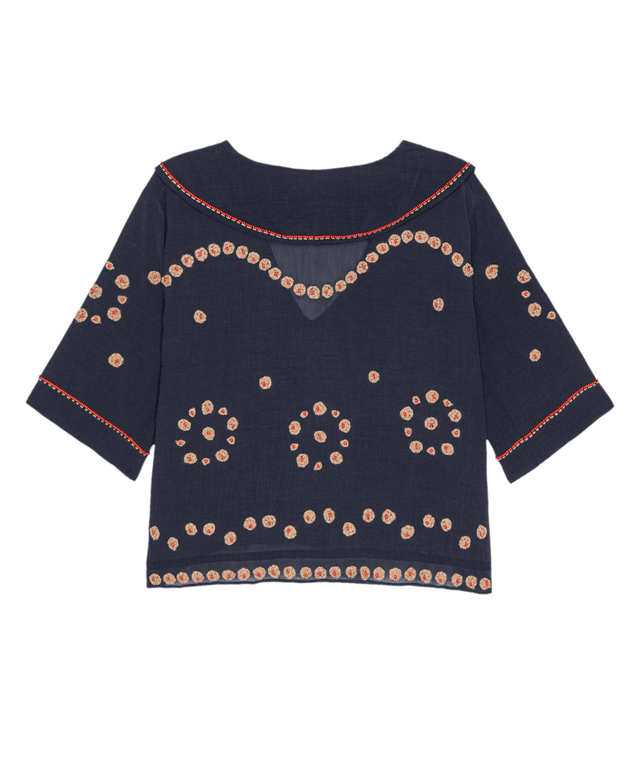 The Beaded Vintage Sailor Top - Navy