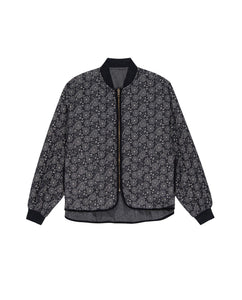 The Reversible Quilted Bomber - Black Floral
