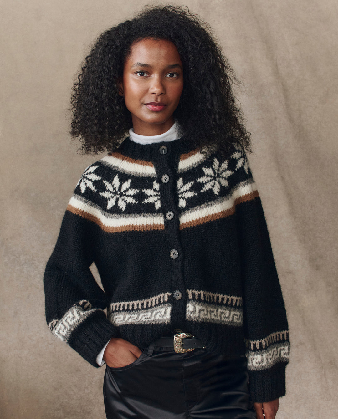 The Snowflake Ice Rink Cardigan - Black