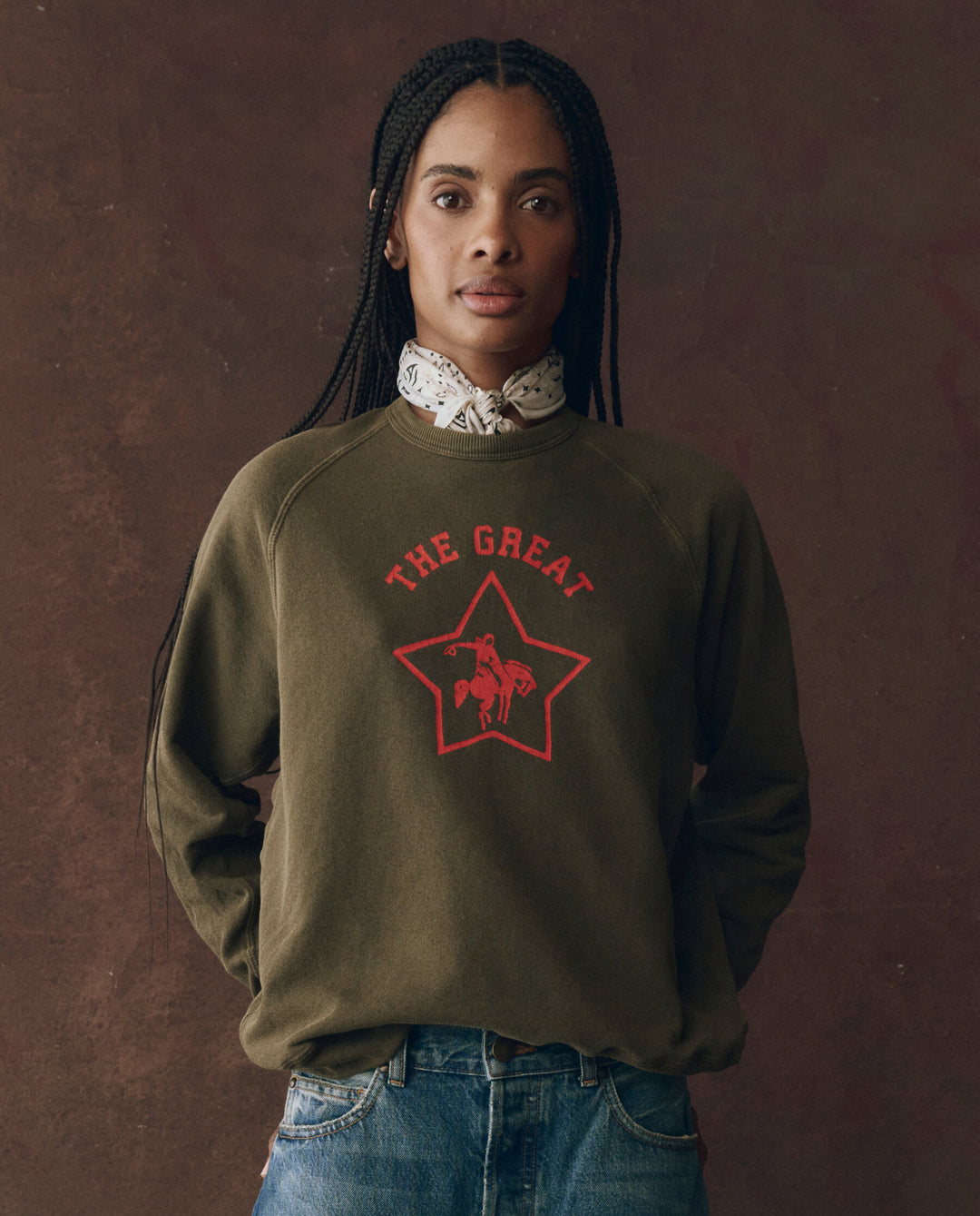 The College Sweatshirt - Dark Army with Rodeo Star Graphic