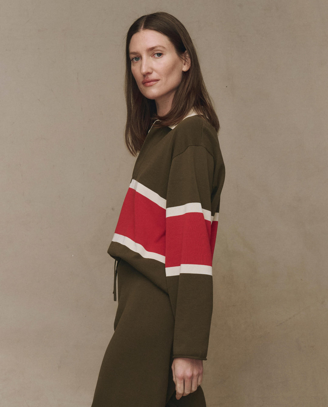 The Rugby Sweater - Army w/ Hot Red Stripe