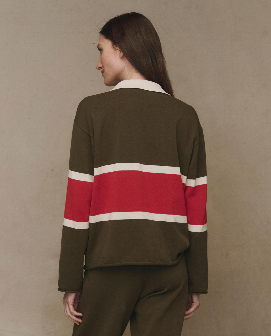 The Rugby Sweater - Army w/ Hot Red Stripe